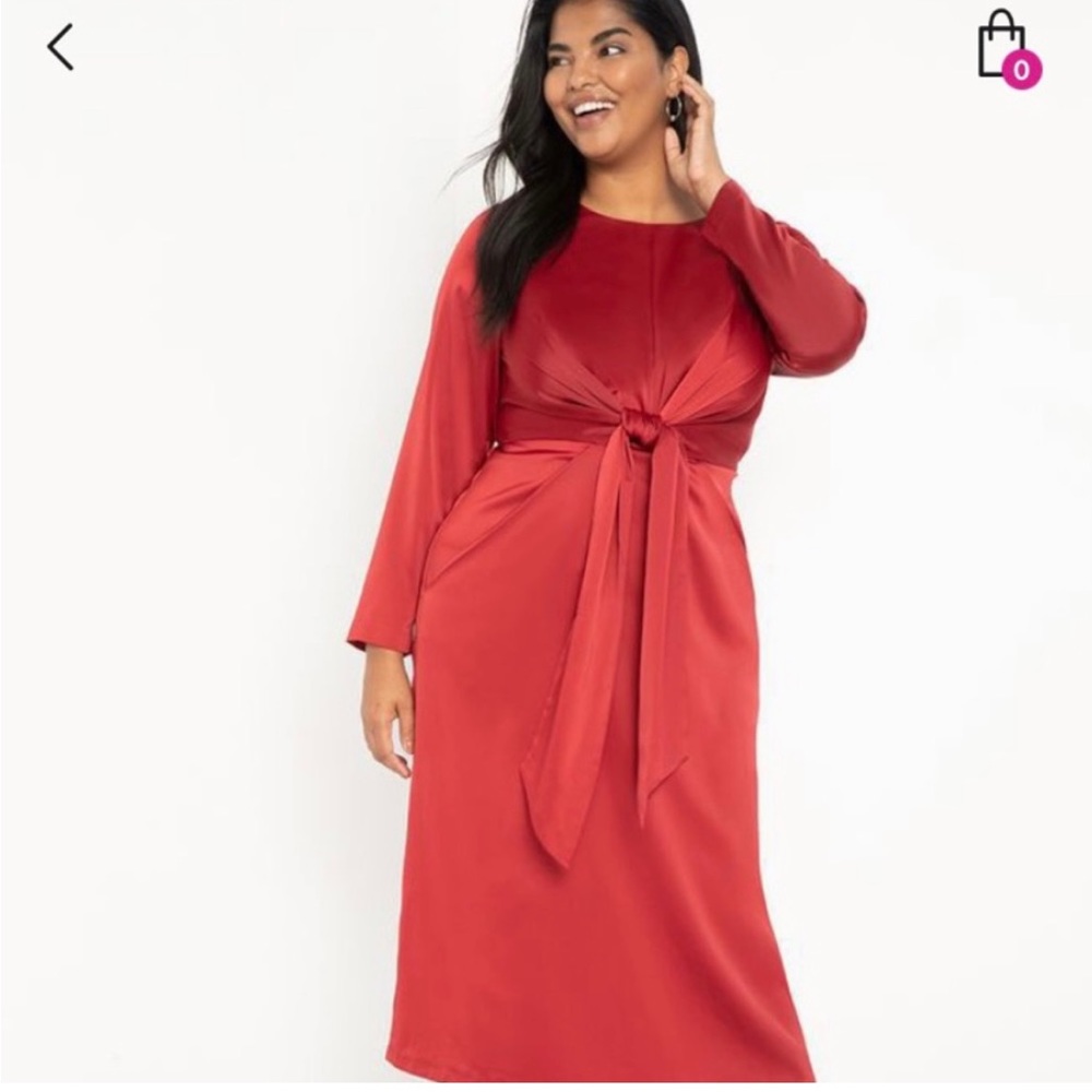 Wine colored satin ELOQUII dress - Picture 2 of 6